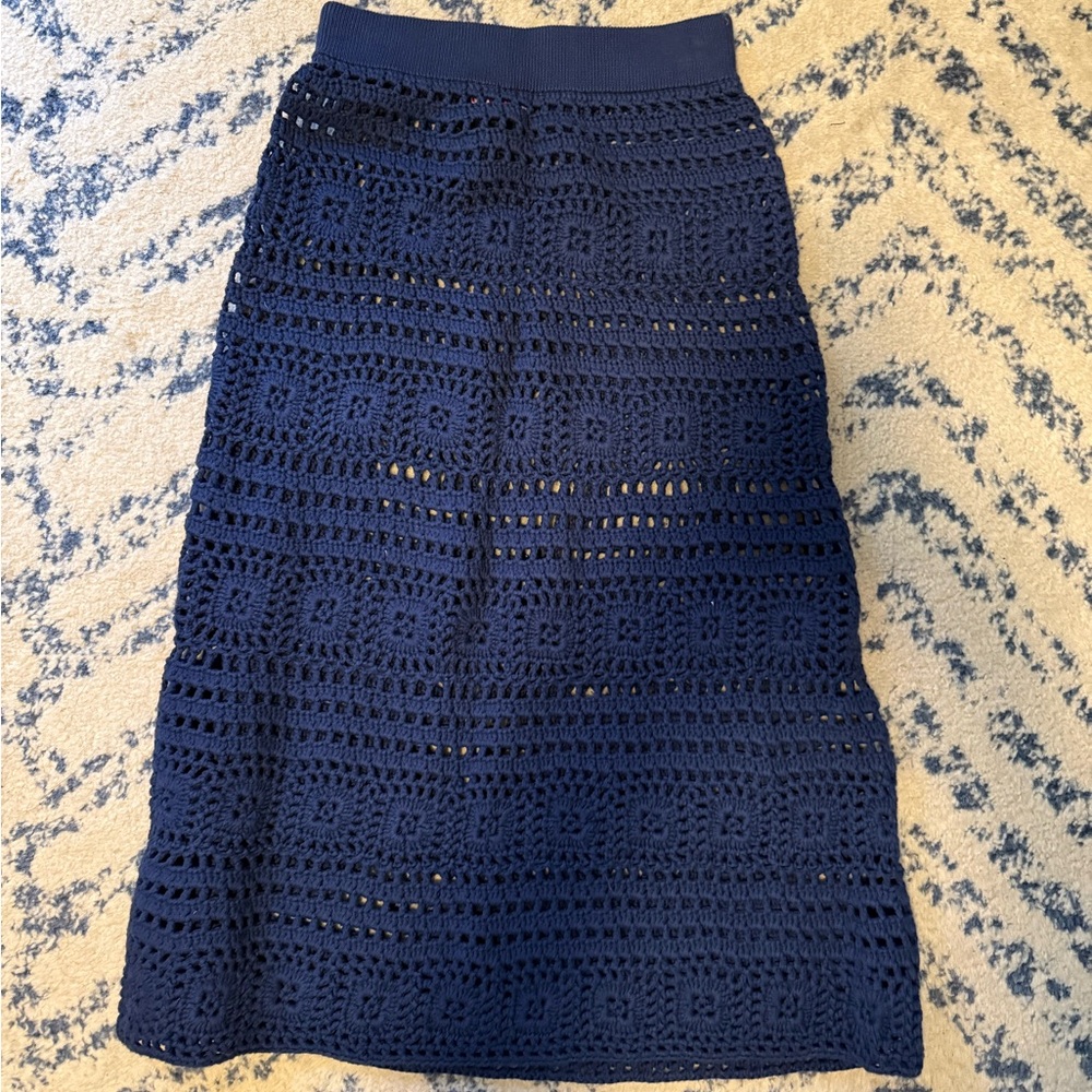 STAUD Navy Marlin Midi Skirt - Picture 2 of 5